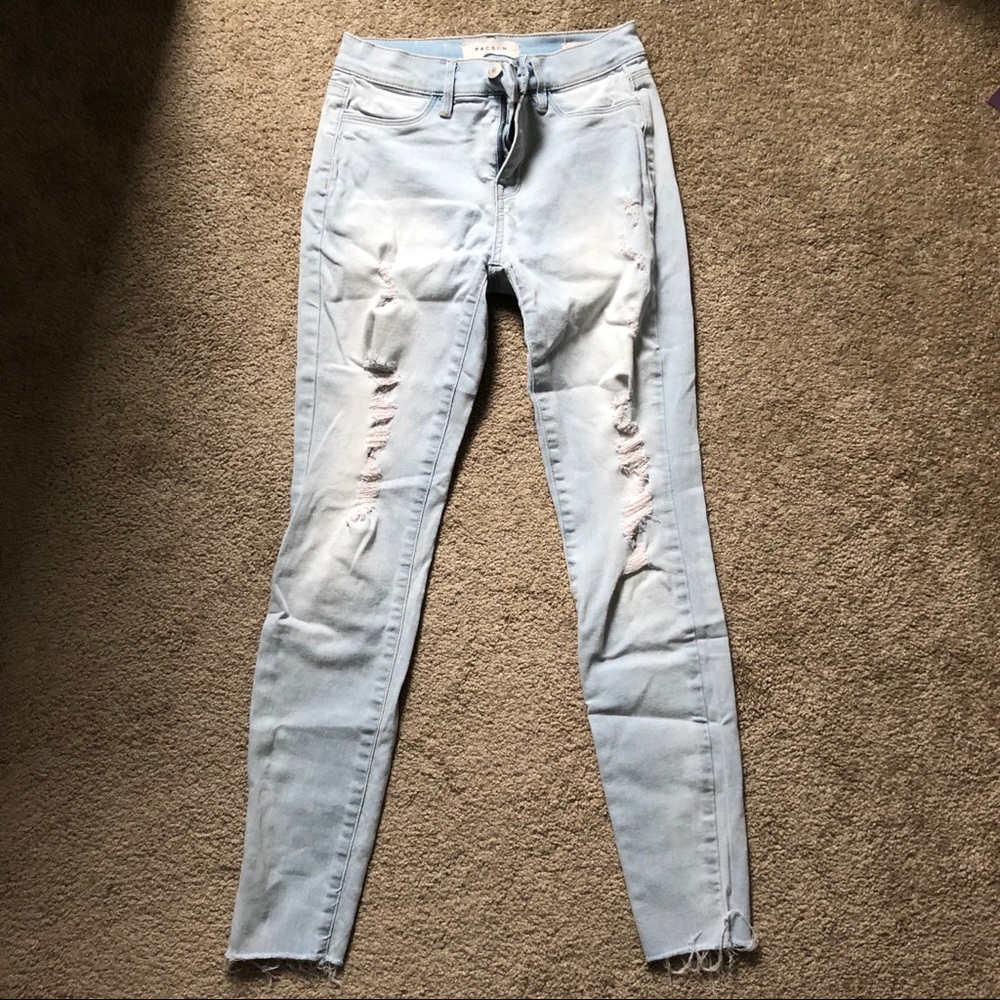 PacSun Distressed Light Wash Ankle Leggings